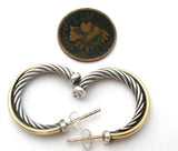 David Yurman Sterling Silver & 18K Gold Hoop Earrings