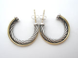 David Yurman Sterling Silver & 18K Gold Hoop Earrings