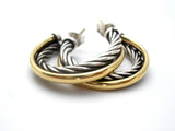 David Yurman Sterling Silver & 18K Gold Hoop Earrings