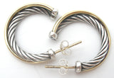David Yurman Sterling Silver & 18K Gold Hoop Earrings