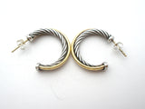 David Yurman Sterling Silver & 18K Gold Hoop Earrings