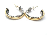 David Yurman Sterling Silver & 18K Gold Hoop Earrings
