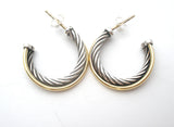 David Yurman Sterling Silver & 18K Gold Hoop Earrings