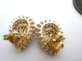 Diamond Cluster Earrings 14K Gold Vintage