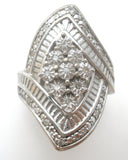 Diamond Cocktail Ring Sterling Silver Size 7