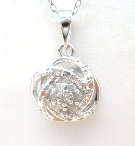 Diamond Pendant Necklace Sterling Silver 18"
