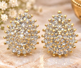 Diamond Cluster Earrings 14K Gold Vintage