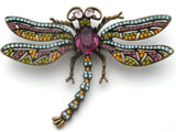 Dragonfly Trembler Brooch Pin With Rhinestones - The Jewelry Lady's Store