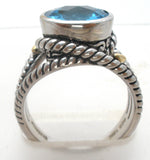 Effy Sterling & 18K Gold Blue Topaz Ring Size 7
