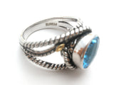 Effy Sterling & 18K Gold Blue Topaz Ring Size 7