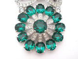 Eisenberg Ice Emerald Green Rhinestone Brooch Pin Vintage - The Jewelry Lady's Store