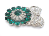 Eisenberg Ice Emerald Green Rhinestone Brooch Pin Vintage - The Jewelry Lady's Store