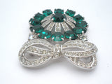 Eisenberg Ice Emerald Green Rhinestone Brooch Pin Vintage - The Jewelry Lady's Store