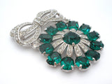 Eisenberg Ice Emerald Green Rhinestone Brooch Pin Vintage - The Jewelry Lady's Store
