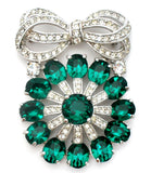 Eisenberg Ice Emerald Green Rhinestone Brooch Pin Vintage - The Jewelry Lady's Store