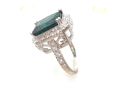 Emerald Green Cubic Zirconia Halo Ring 925 Size 7 - The Jewelry Lady's Store