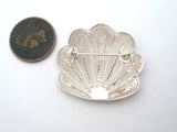 Enamel Peacock Brooch Sterling Silver Vintage