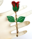 Enamel Rose Flower Brooch Pin Vintage - The Jewelry Lady's Store