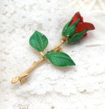 Enamel Rose Flower Brooch Pin Vintage - The Jewelry Lady's Store