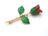 Enamel Rose Flower Brooch Pin Vintage - The Jewelry Lady's Store