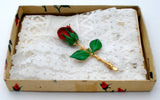 Enamel Rose Flower Brooch Pin Vintage - The Jewelry Lady's Store