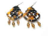 Faux Tortoise Shell & Crystal Bead Earrings 925 - The Jewelry Lady's Store