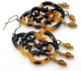 Faux Tortoise Shell & Crystal Bead Earrings 925 - The Jewelry Lady's Store