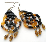 Faux Tortoise Shell & Crystal Bead Earrings 925 - The Jewelry Lady's Store