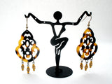 Faux Tortoise Shell & Crystal Bead Earrings 925 - The Jewelry Lady's Store