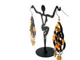 Faux Tortoise Shell & Crystal Bead Earrings 925 - The Jewelry Lady's Store