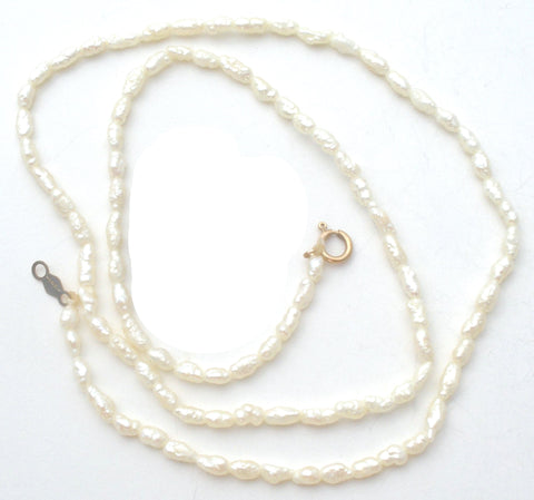 Freshwater Rice Pearl Necklace 14K Gold 16"