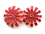 Fuchsia Pink Enamel Flower Earrings Vintage - The Jewelry Lady's Store