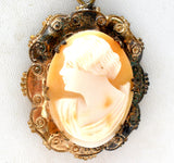 Gold Plated shell Cameo Locket Pendant Necklace