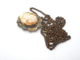 Gold Plated shell Cameo Locket Pendant Necklace