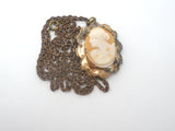 Gold Plated shell Cameo Locket Pendant Necklace