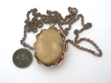 Gold Plated shell Cameo Locket Pendant Necklace
