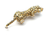 Gold Tone Black Enamel Spotted Leopard Brooch Pin - The Jewelry Lady's Store