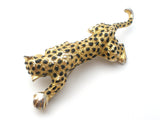 Gold Tone Black Enamel Spotted Leopard Brooch Pin - The Jewelry Lady's Store