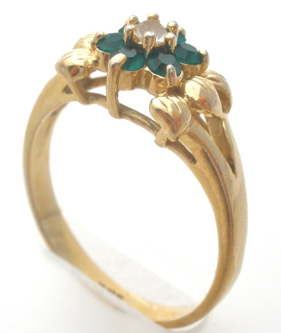 Green Emerald Tulip Ring 925 Size 9