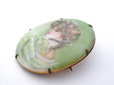 Hand Painted Miniature Portrait Lady Brooch Victorian - The Jewelry Lady's Store