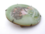 Hand Painted Miniature Portrait Lady Brooch Victorian - The Jewelry Lady's Store