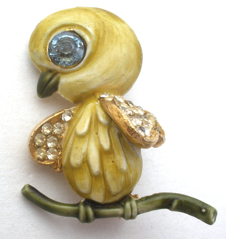 Har Bird Brooch Pin Enamel & Rhinestones Vintage