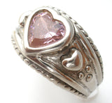 Heart Pink Ice Ring Sterling Silver Size 7 - The Jewelry Lady's Store