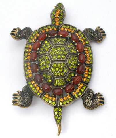 Heidi Daus Turtle Brooch Pin With Crystals