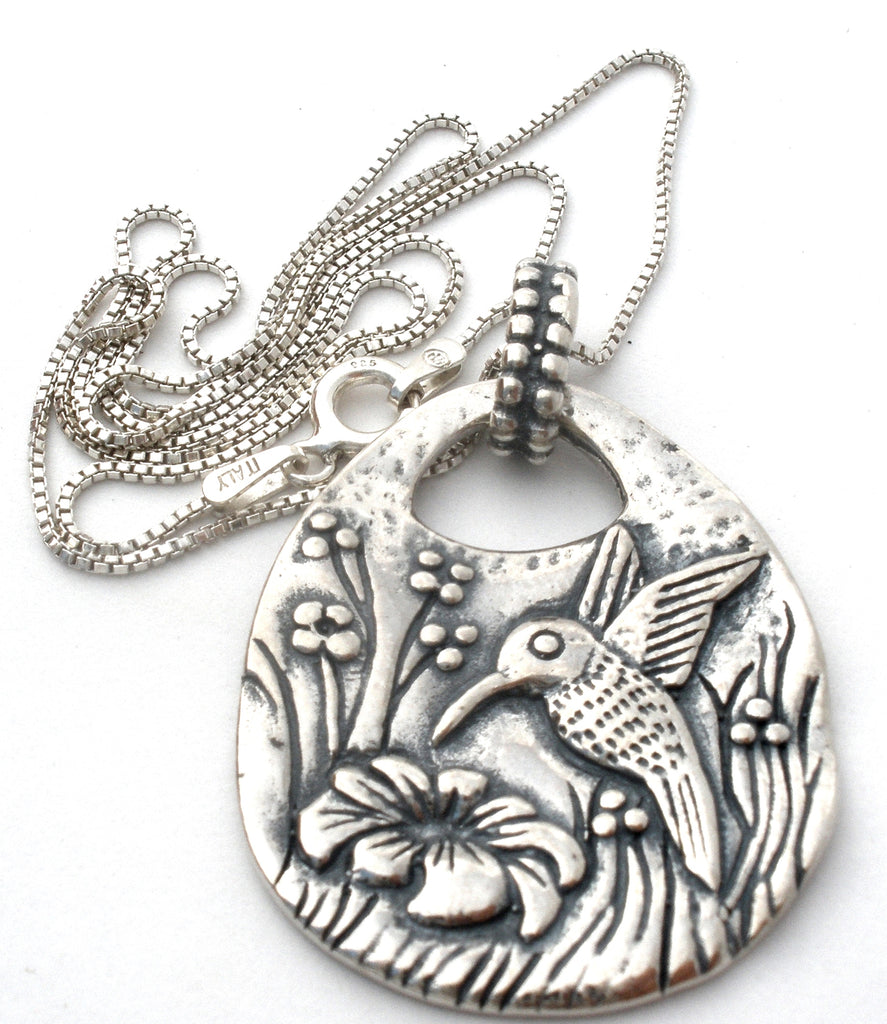 Hummingbird Pendant 925 Necklace by Didae Shablool - The Jewelry Lady's Store