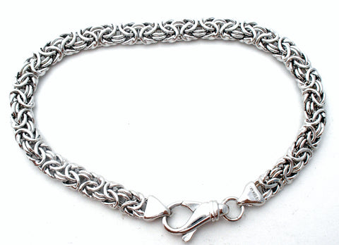 Italian Byzantine Chain Link Bracelet Sterling Silver 8"