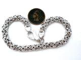 Italian Byzantine Chain Link Bracelet Sterling Silver 8"
