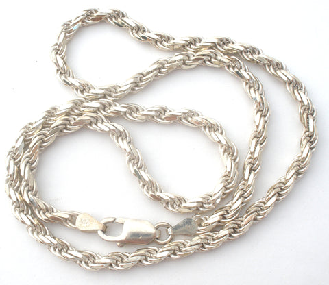 Italian Rope Chain Necklace Sterling Silver 20"