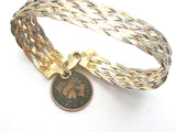 Italian Sterling Tri Gold Braided Bracelet 7" - The Jewelry Lady's Store