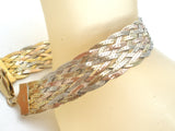 Italian Sterling Tri Gold Braided Bracelet 7" - The Jewelry Lady's Store